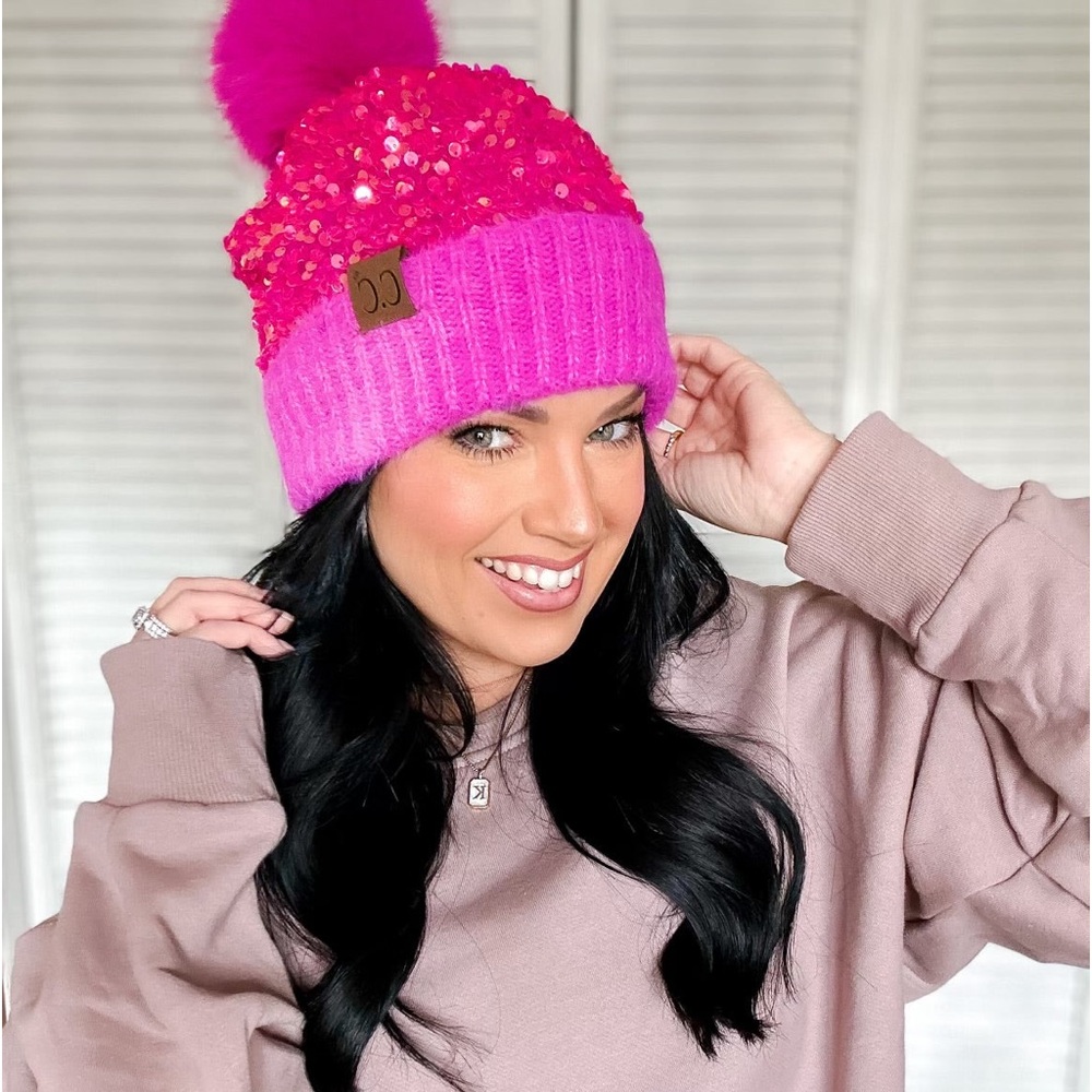 CC Sequin PomPom Beanie